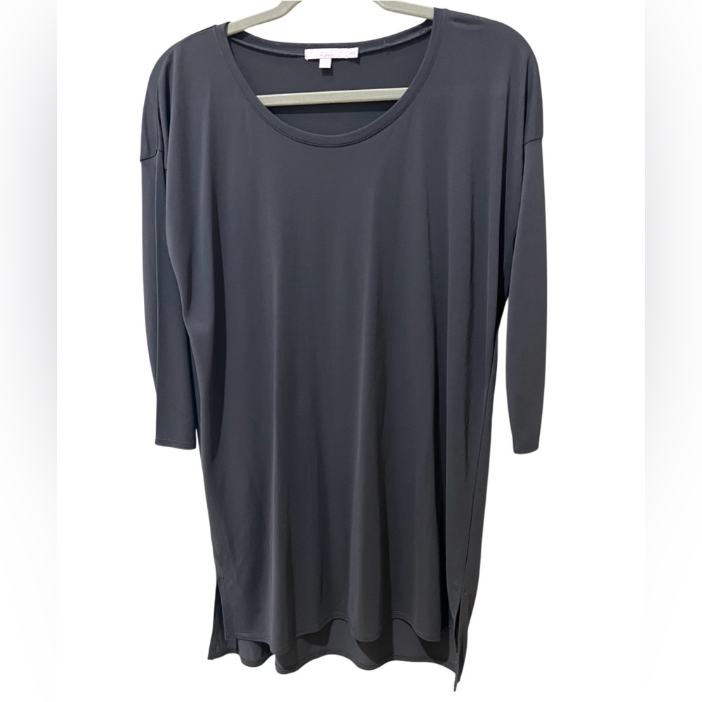 Calypso St Barth Gray Shift Mini Dress 3/4 Sleeve Swim Cover up SZ XS  EUC